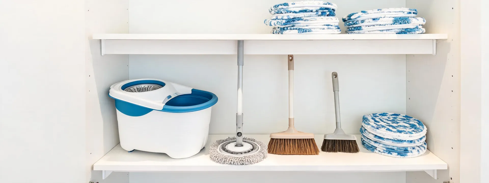 Clean utility closet with O-Cedar systems
